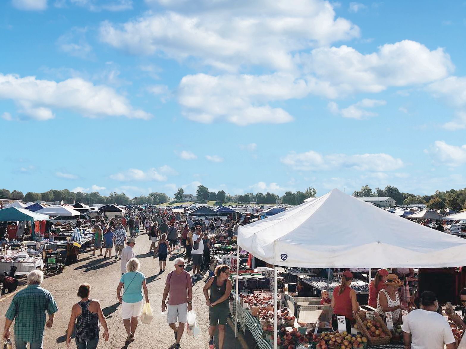 Outdoor Flea Market with White Tent